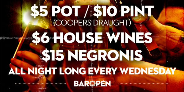 Wednesday Drink Specials at Bar Open
