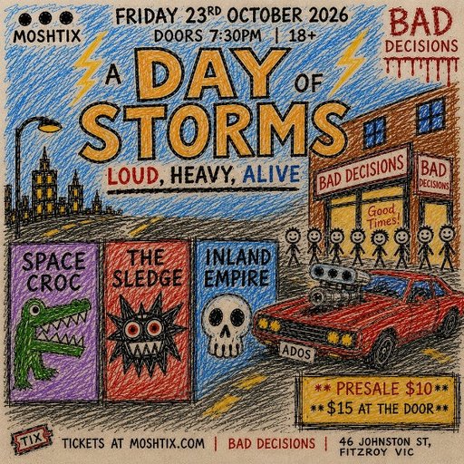 A DAY OF STORMS • SPACE CROC • THE SLEDGE • INLAND EMPIRE
