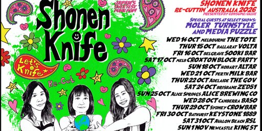 SHONEN KNIFE re-cuttin’ Australia/NZ 2026