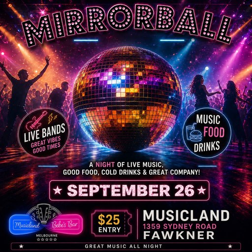 🪩 MIRRORBALL – Live at Bebes Bar 🪩 Sat Sep 26
