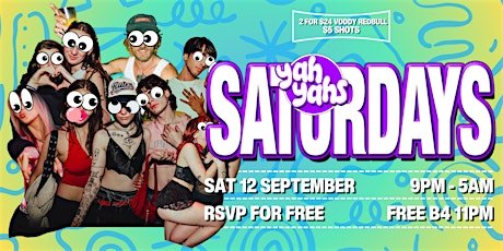 SATURDAY NIGHT PARTY AT YAH'S till 5AM SEPTEMBER 12